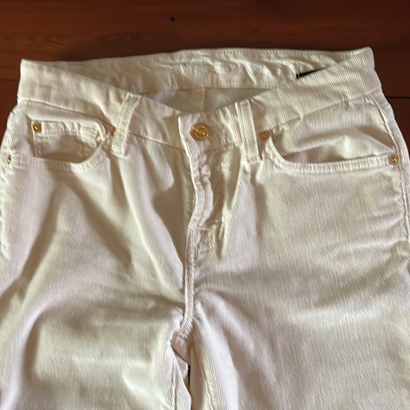 7 For All Mankind Ivory Corduroy Skinny Leg Jeans size 26 - Picture 5 of 13